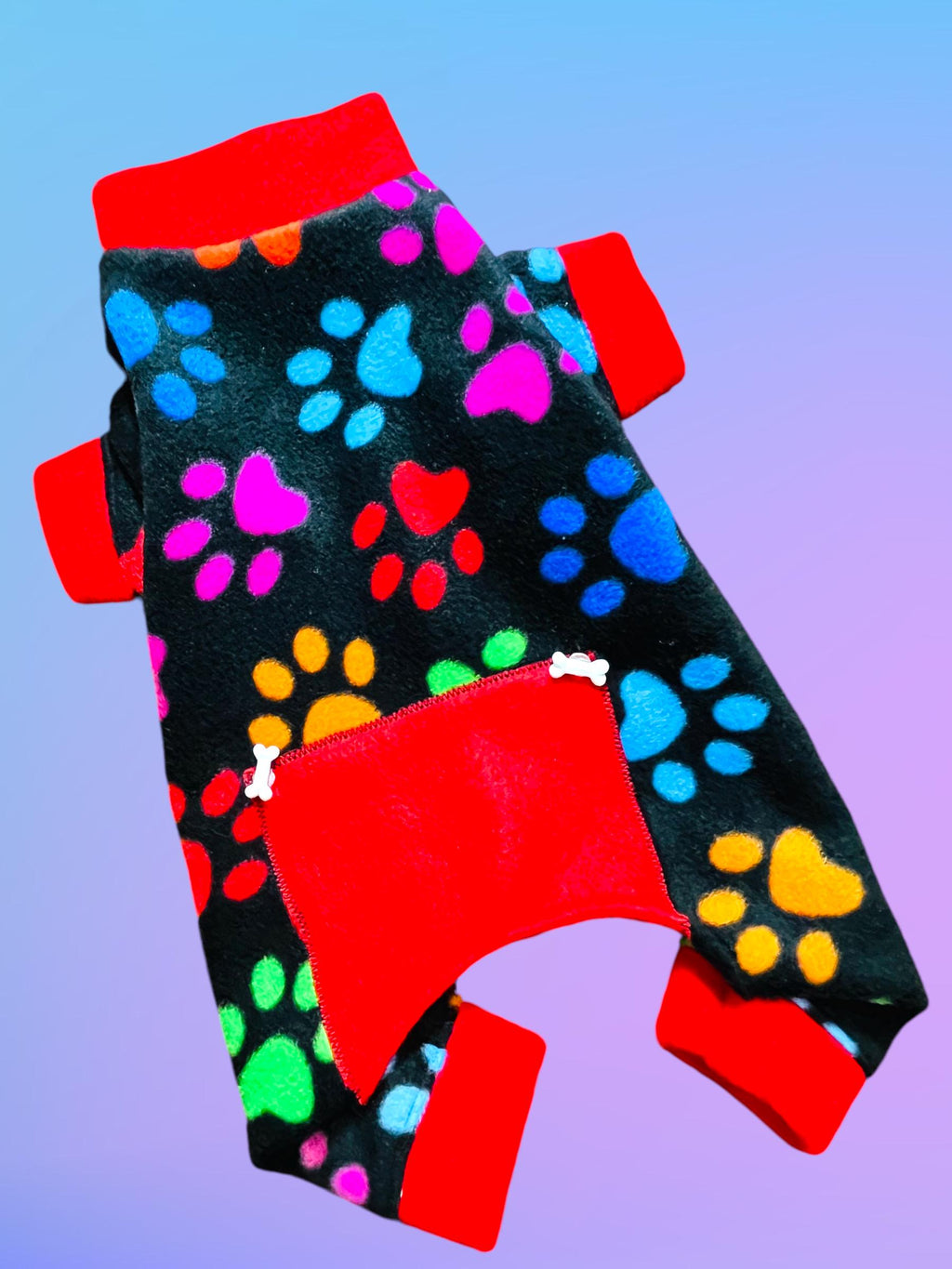 PAWTY TIME FLEECE Dog Onesie: Handmade Small Dog Apparel