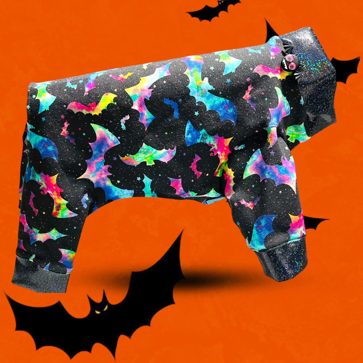KALEIDOSCOPE BAT JAMMIES for Small Dogs, Halloween Pet Onesie