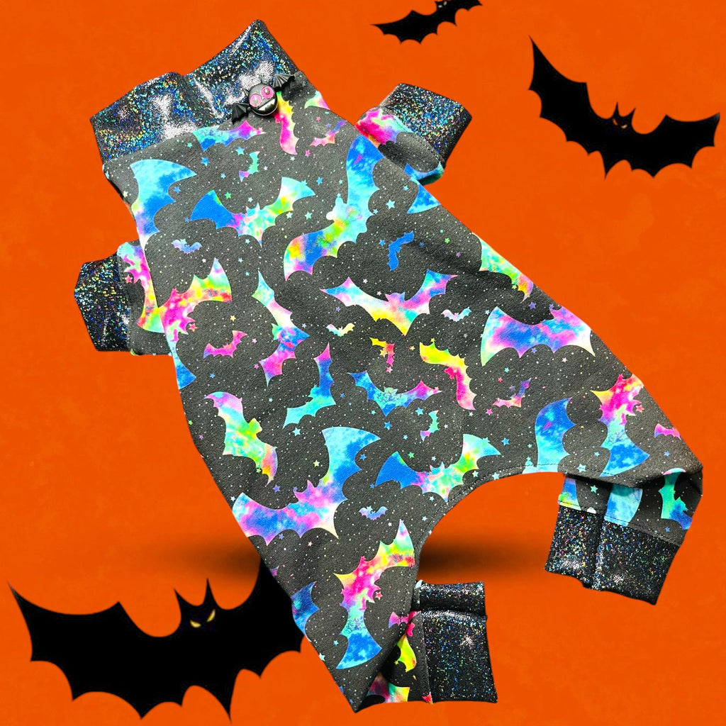KALEIDOSCOPE BAT JAMMIES for Small Dogs, Halloween Pet Onesie