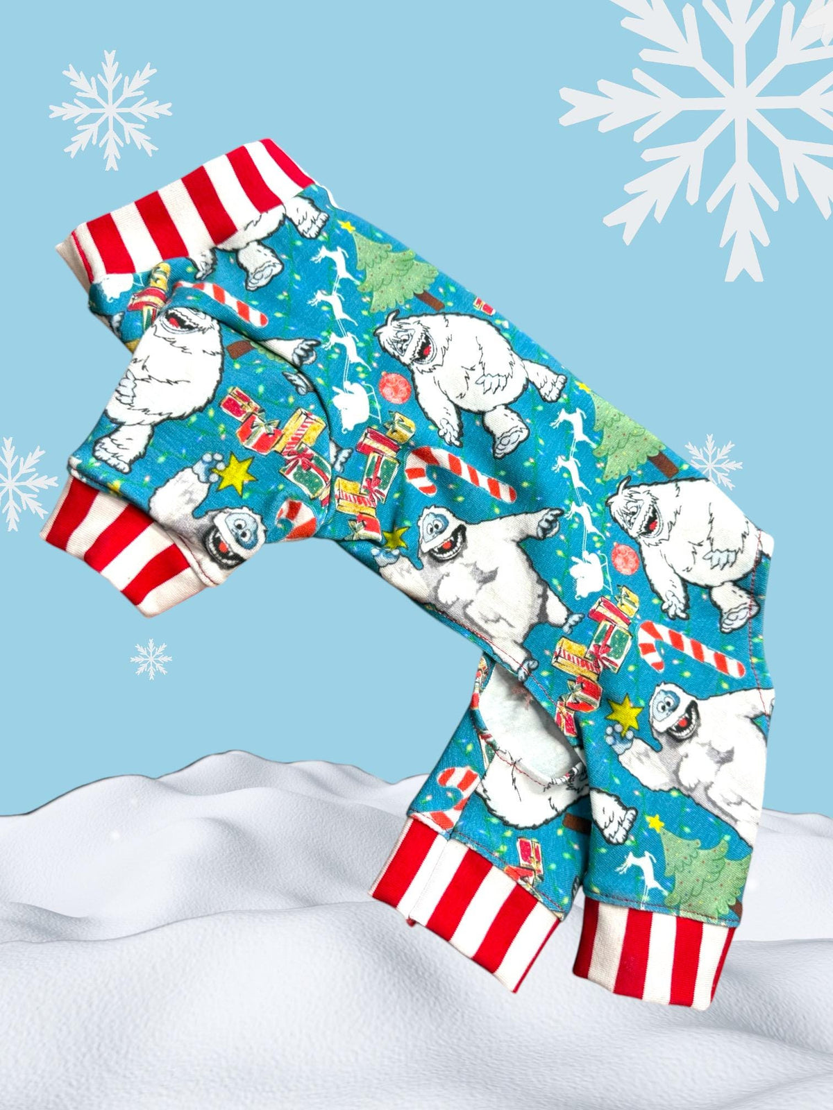 ABOMINABLE SNOWMAN CHRISTMAS Dog Jammies, Handmade Holiday Pet Clothes