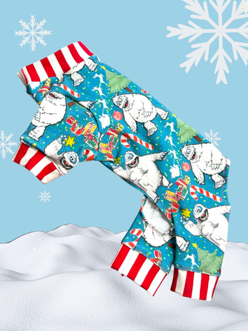ABOMINABLE SNOWMAN CHRISTMAS Dog Jammies, Handmade Holiday Pet Clothes