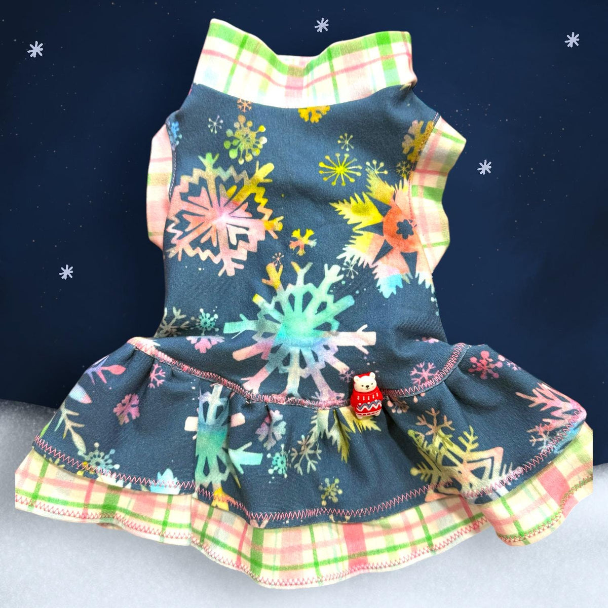 SNOWFLAKE DRESS For Small Pets, Handmade Dog Apparel