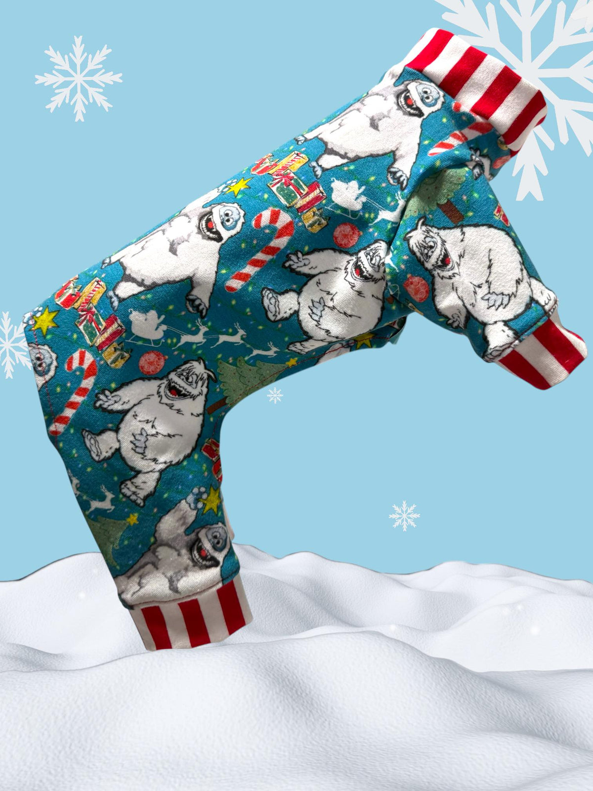 ABOMINABLE SNOWMAN CHRISTMAS Dog Jammies, Handmade Holiday Pet Clothes