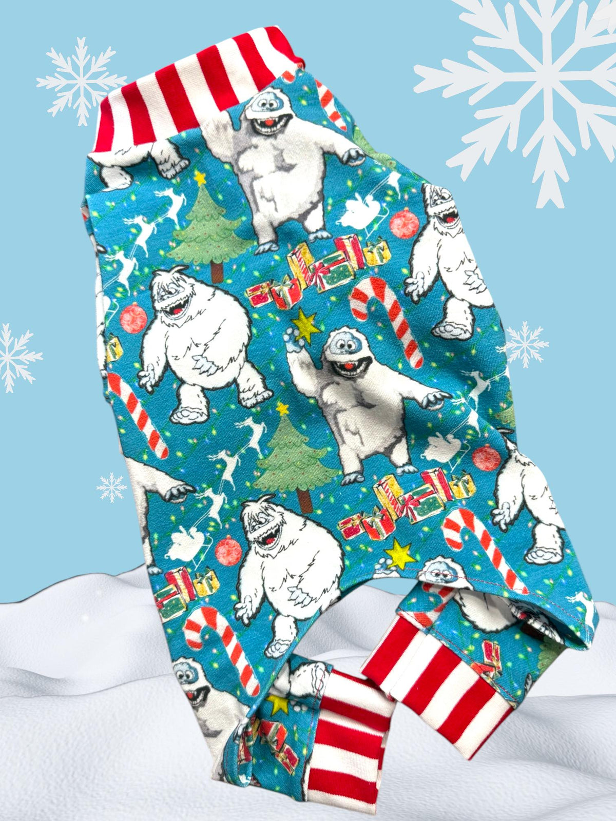 ABOMINABLE SNOWMAN CHRISTMAS Dog Jammies, Handmade Holiday Pet Clothes