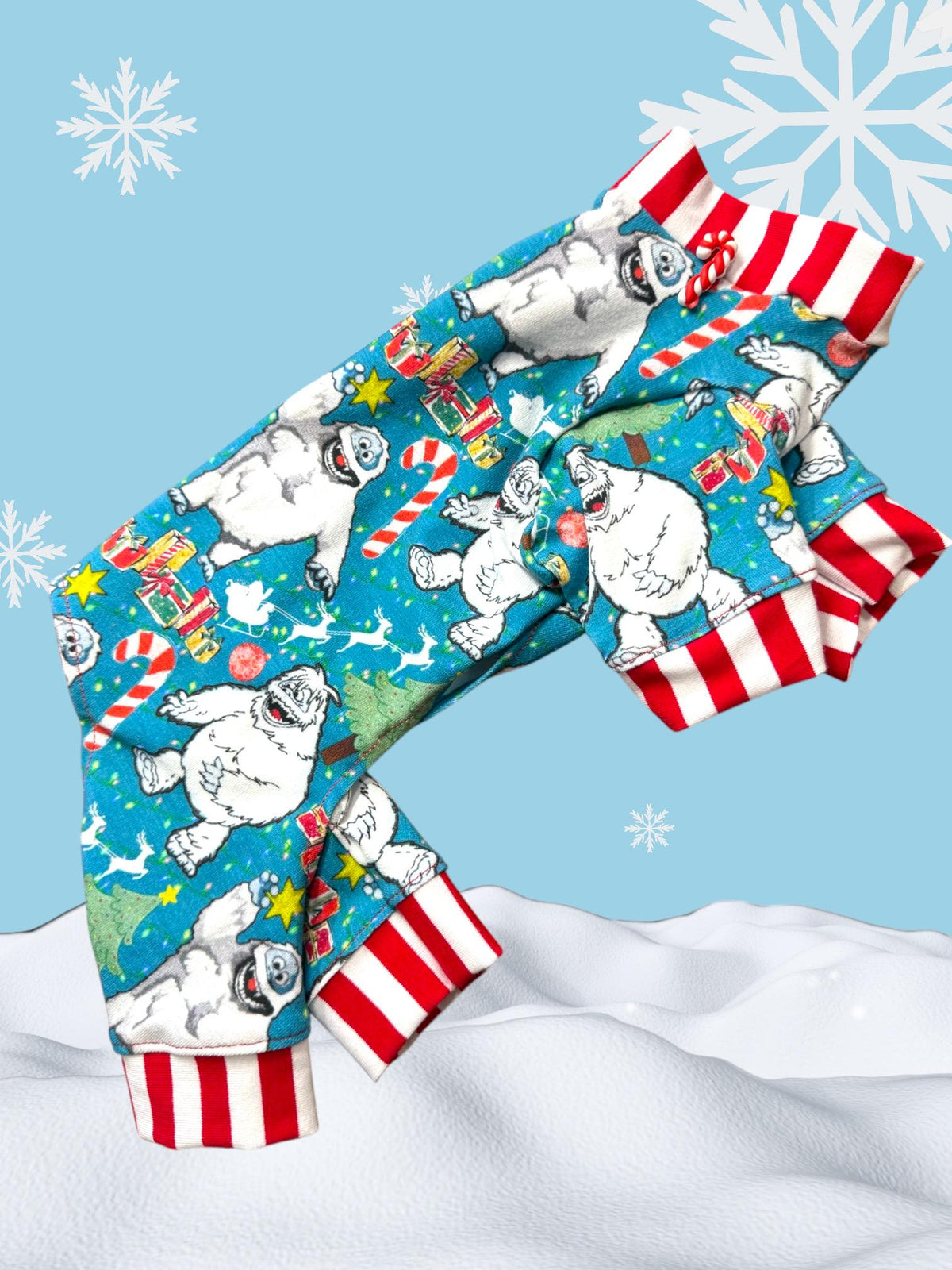 ABOMINABLE SNOWMAN CHRISTMAS Dog Jammies, Handmade Holiday Pet Clothes