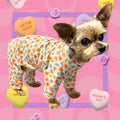 CANDY HEART JAMMIES for Small Pets, Stretch Onesie, Handmade Dog Clothing