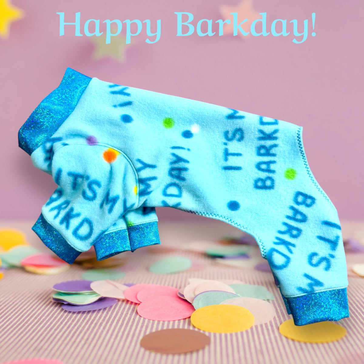 IT'S MY BARKDAY! Fleece Onesie for Small Pets, Celebrate in Blue Handmade Jammies