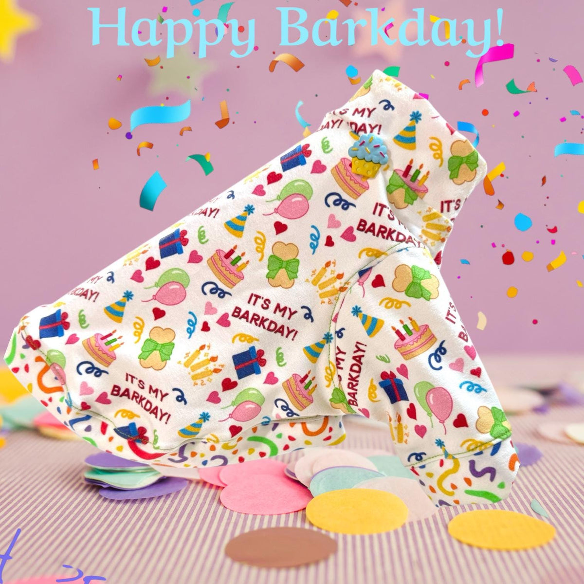 HAPPY BARKDAY SHIRT For Small Pets, Handmade Dog Apparel