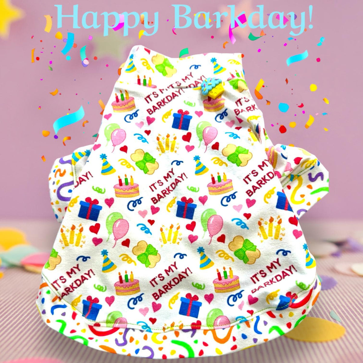 HAPPY BARKDAY SHIRT For Small Pets, Handmade Dog Apparel