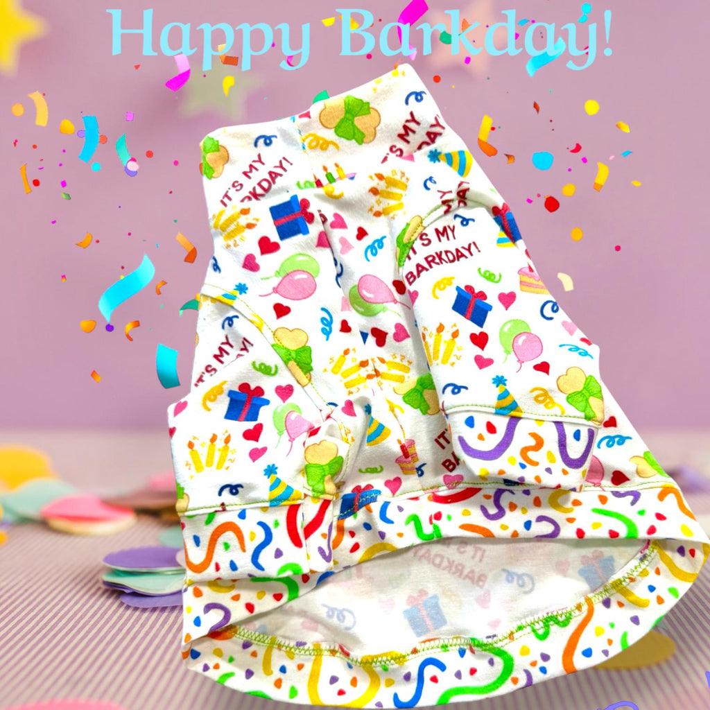HAPPY BARKDAY SHIRT For Small Pets, Handmade Dog Apparel