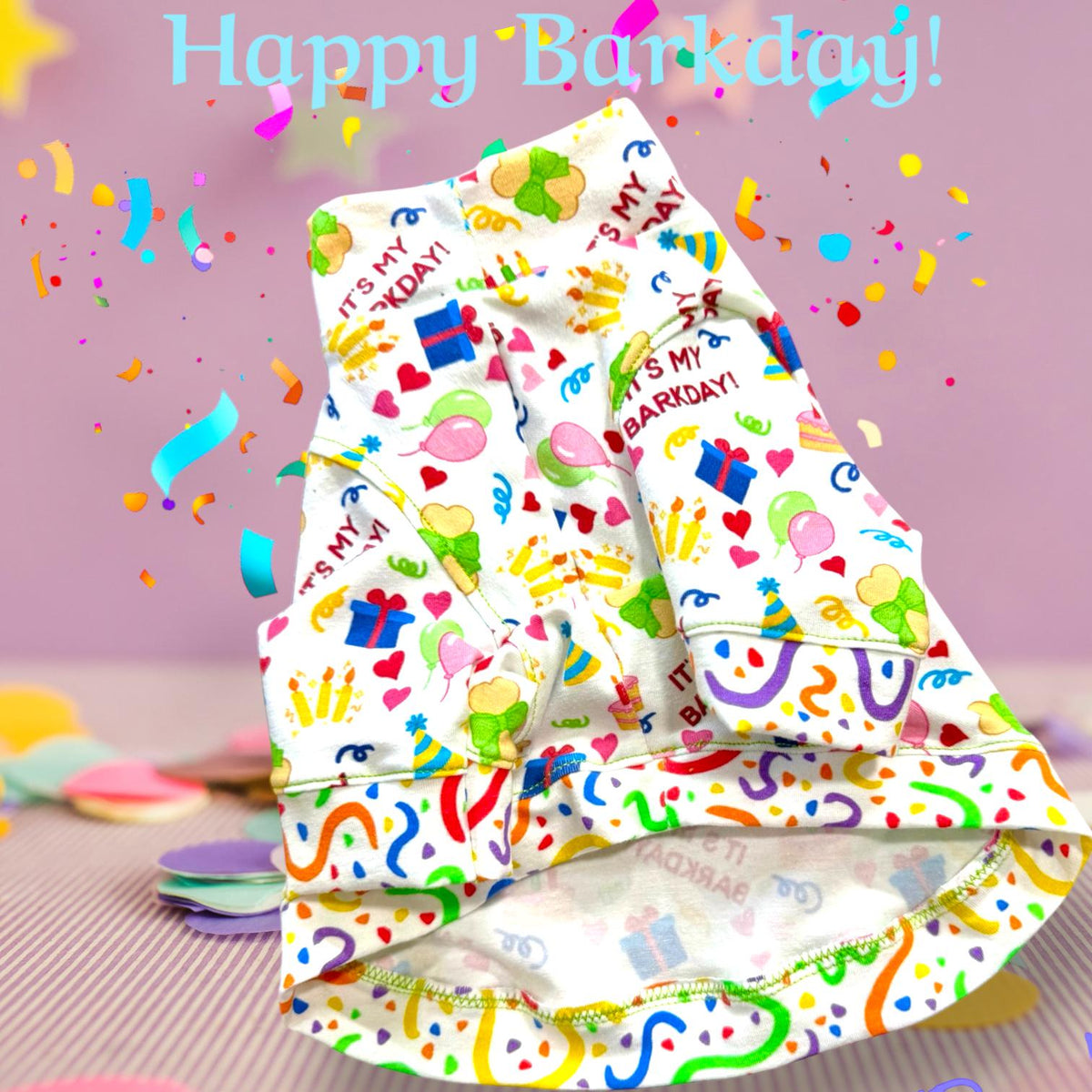 HAPPY BARKDAY SHIRT For Small Pets, Handmade Dog Apparel