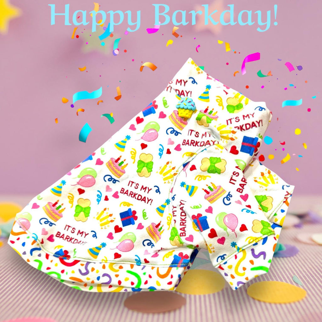 HAPPY BARKDAY SHIRT For Small Pets, Handmade Dog Apparel