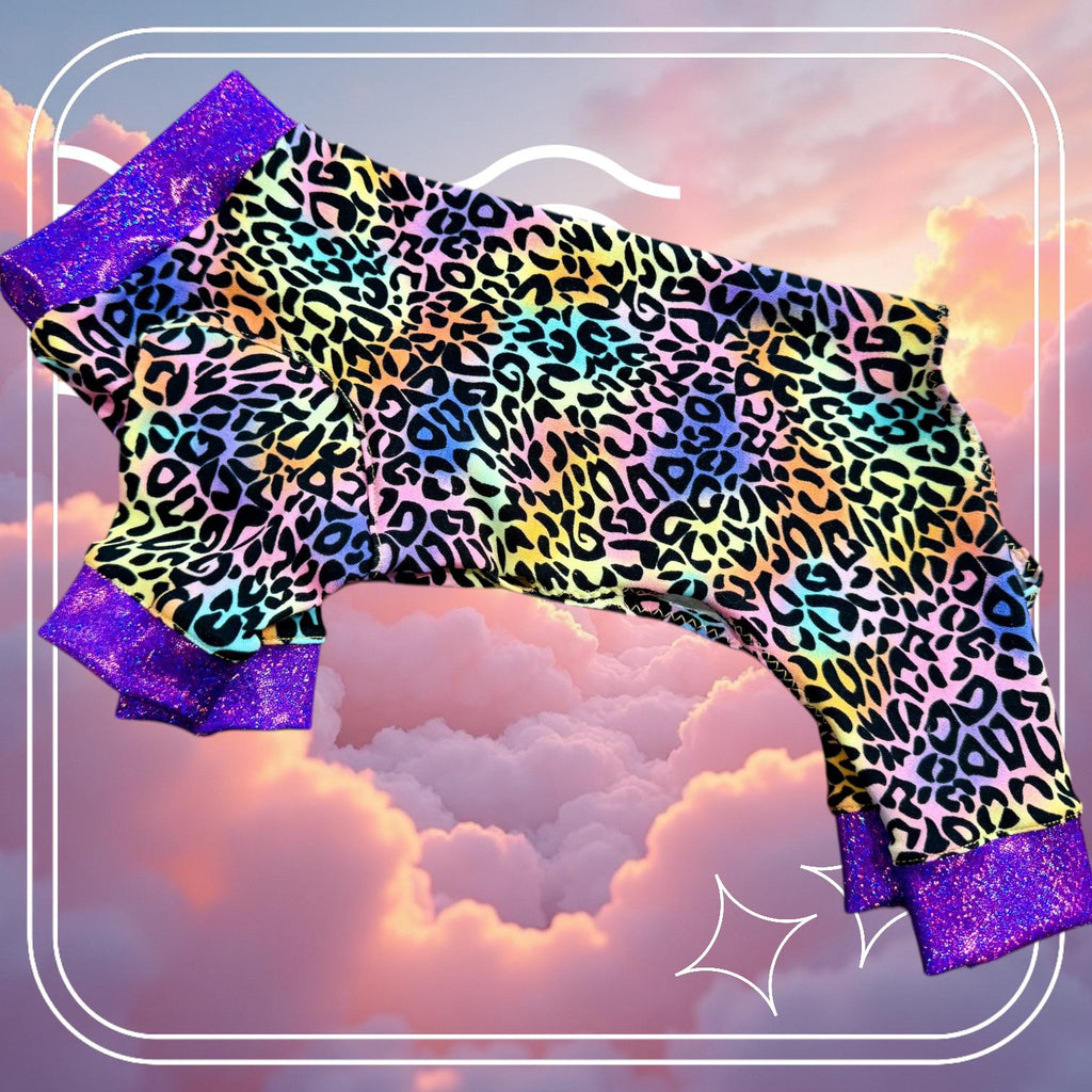 RAINBOW LEOPARD JAMMIES For Small Dogs, Handmade Pet Apparel