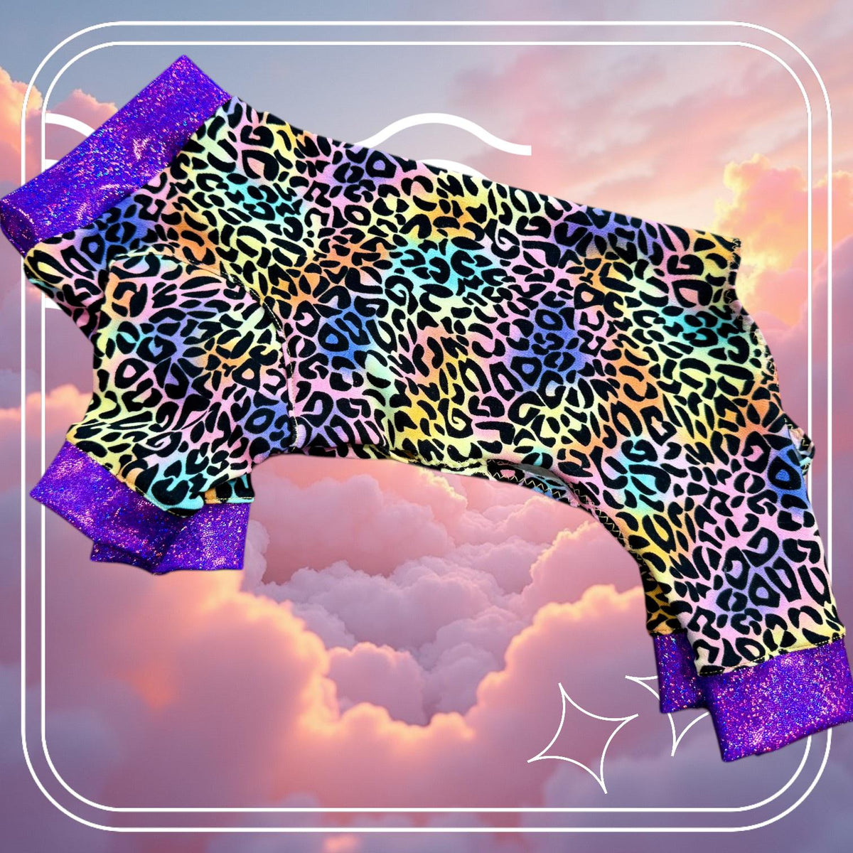 RAINBOW LEOPARD JAMMIES For Small Dogs, Handmade Pet Apparel