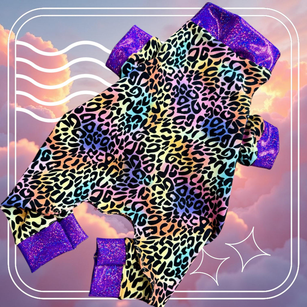 RAINBOW LEOPARD JAMMIES For Small Dogs, Handmade Pet Apparel
