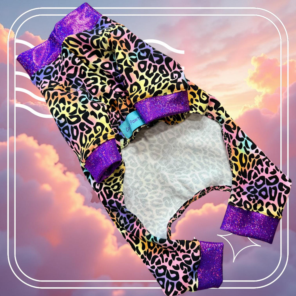 RAINBOW LEOPARD JAMMIES For Small Dogs, Handmade Pet Apparel