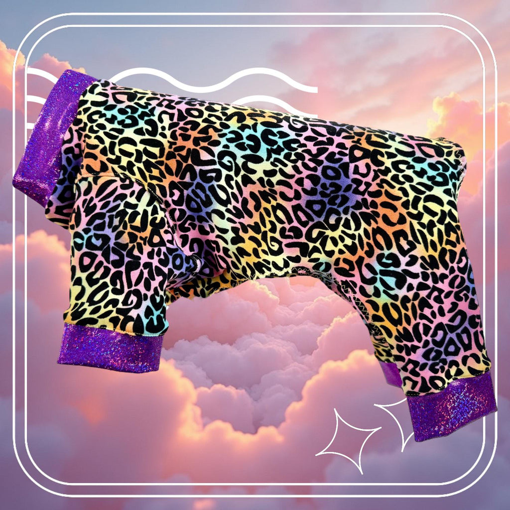 RAINBOW LEOPARD JAMMIES For Small Dogs, Handmade Pet Apparel