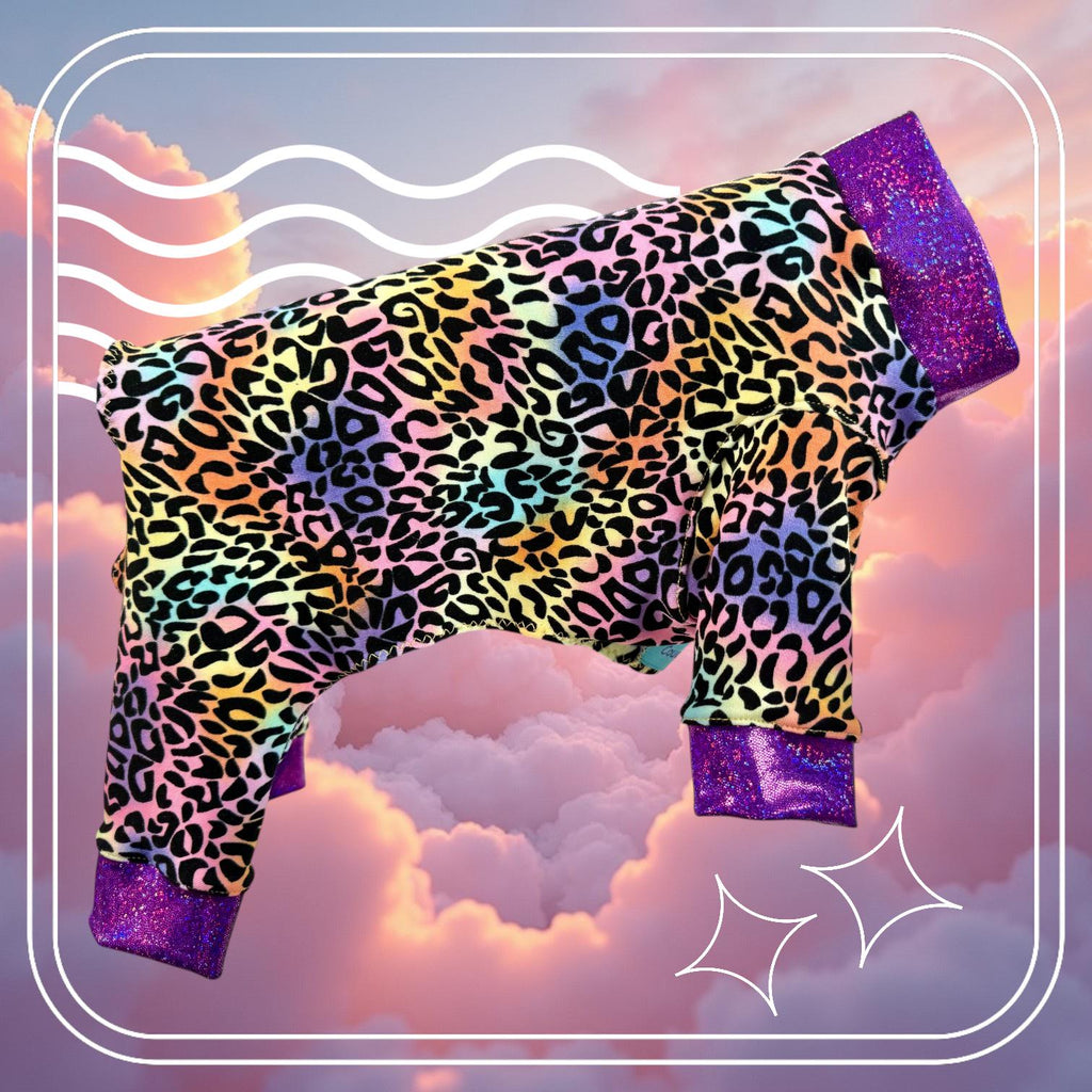 RAINBOW LEOPARD JAMMIES For Small Dogs, Handmade Pet Apparel