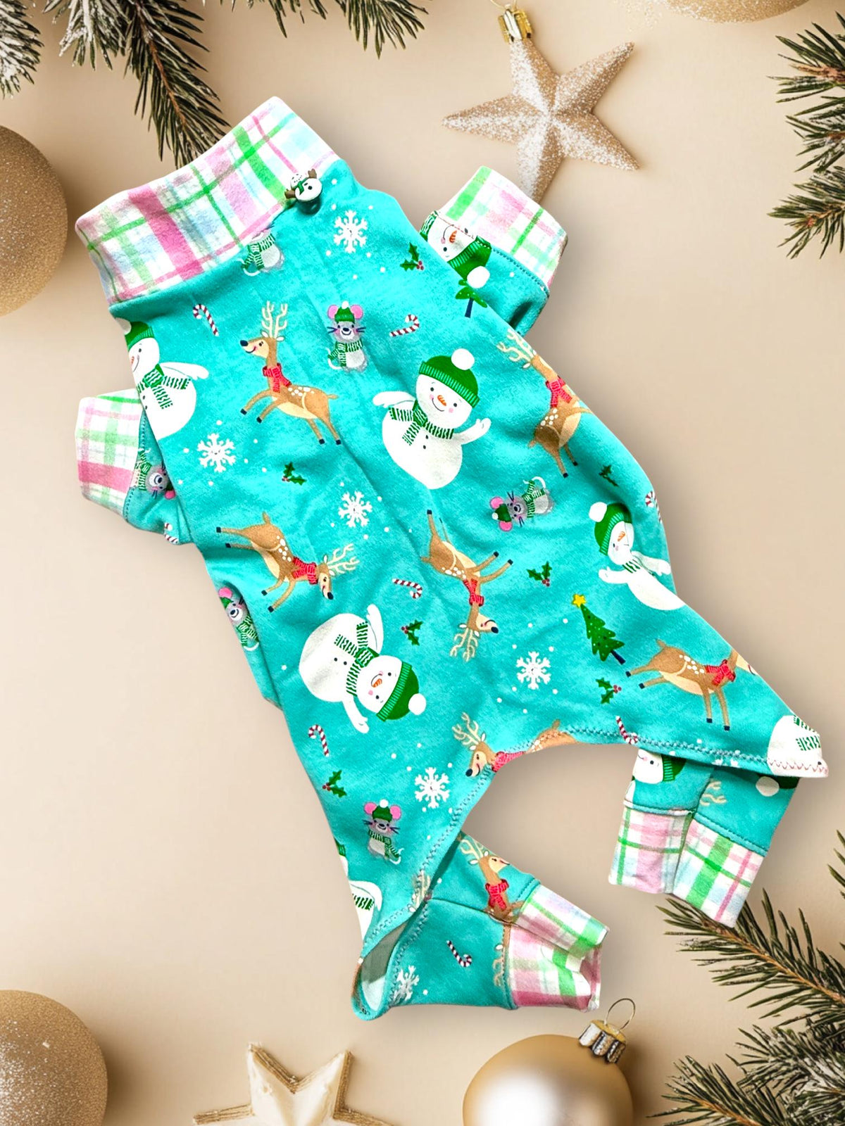 WINTER WONDERLAND On a Dog Onesie: Holiday Pet Apparel