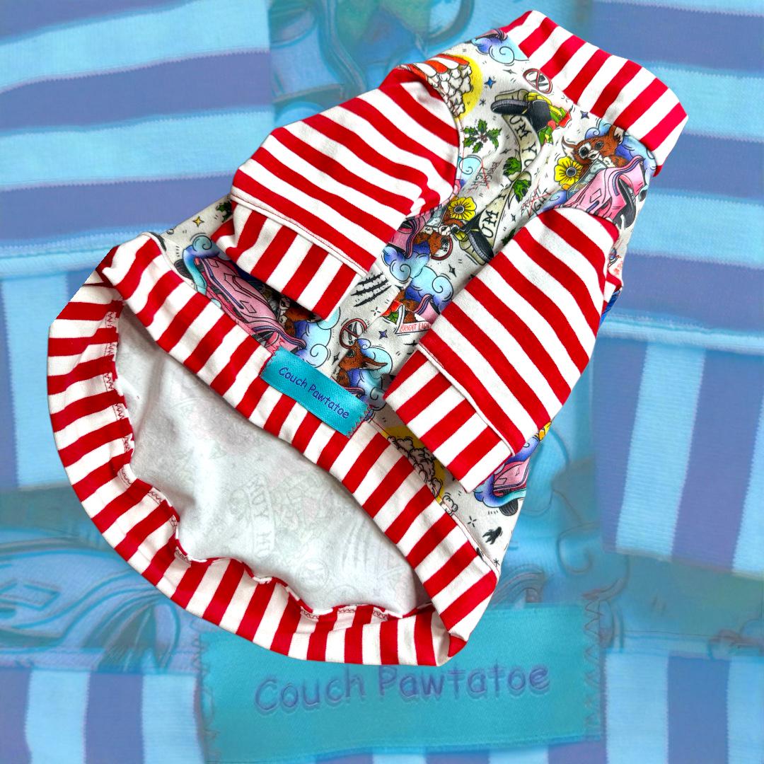 GIZMO & STRIPE SHIRT for Small Dogs:  Handmade Pet Clothing