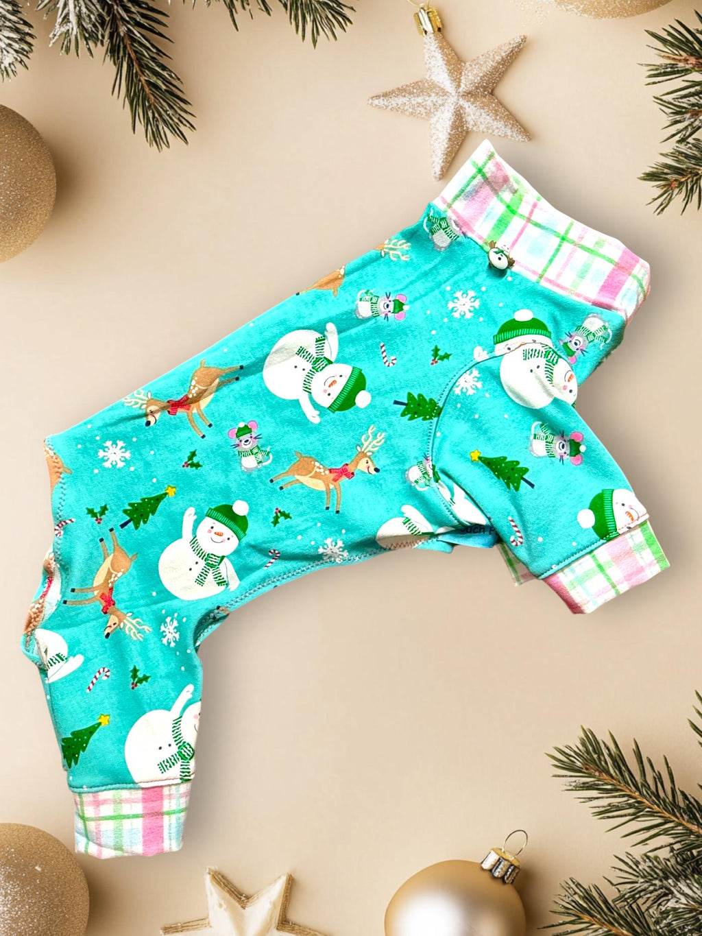 WINTER WONDERLAND On a Dog Onesie: Holiday Pet Apparel