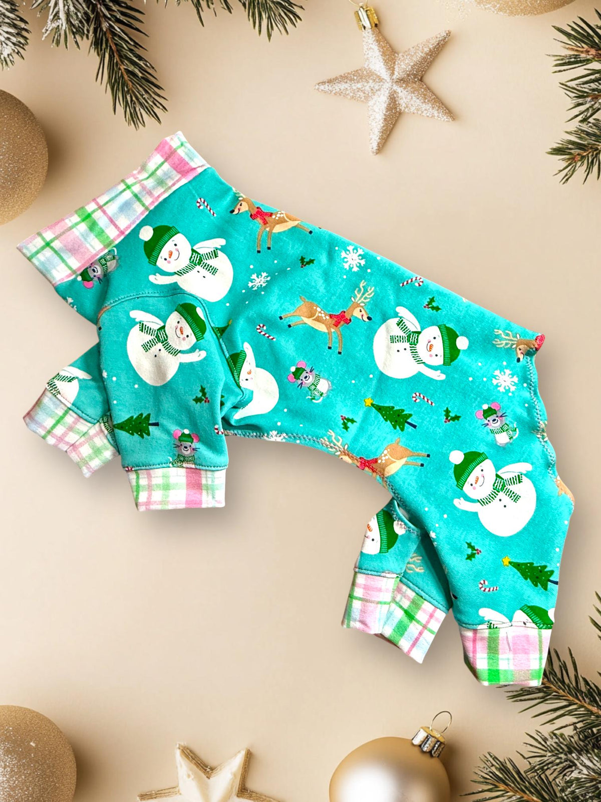 WINTER WONDERLAND On a Dog Onesie: Holiday Pet Apparel