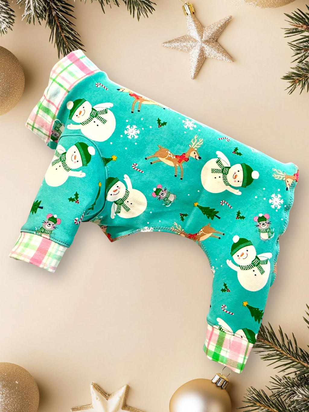 WINTER WONDERLAND On a Dog Onesie: Holiday Pet Apparel