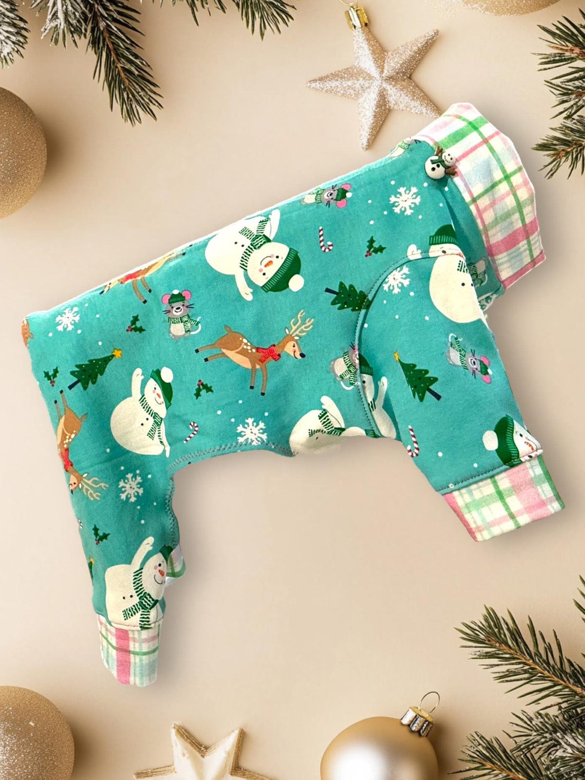 WINTER WONDERLAND On a Dog Onesie: Holiday Pet Apparel