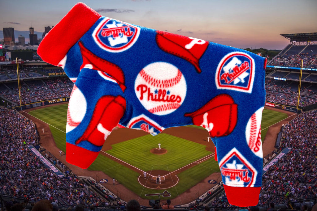 PHILLIES FLEECE ONESIE for Small Pets, Handmade Baseball Onesie