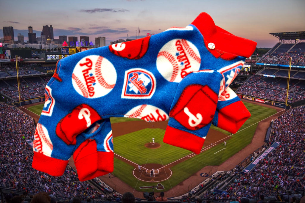 PHILLIES FLEECE ONESIE for Small Pets, Handmade Baseball Onesie