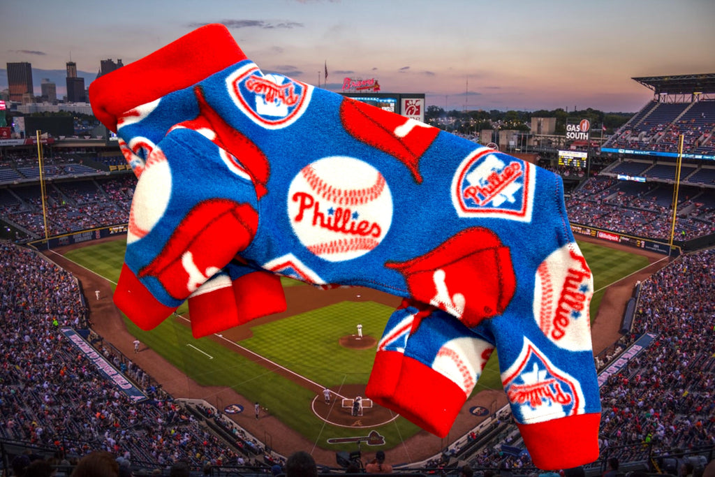 PHILLIES FLEECE ONESIE for Small Pets, Handmade Baseball Onesie