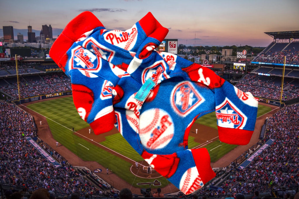 PHILLIES FLEECE ONESIE for Small Pets, Handmade Baseball Onesie