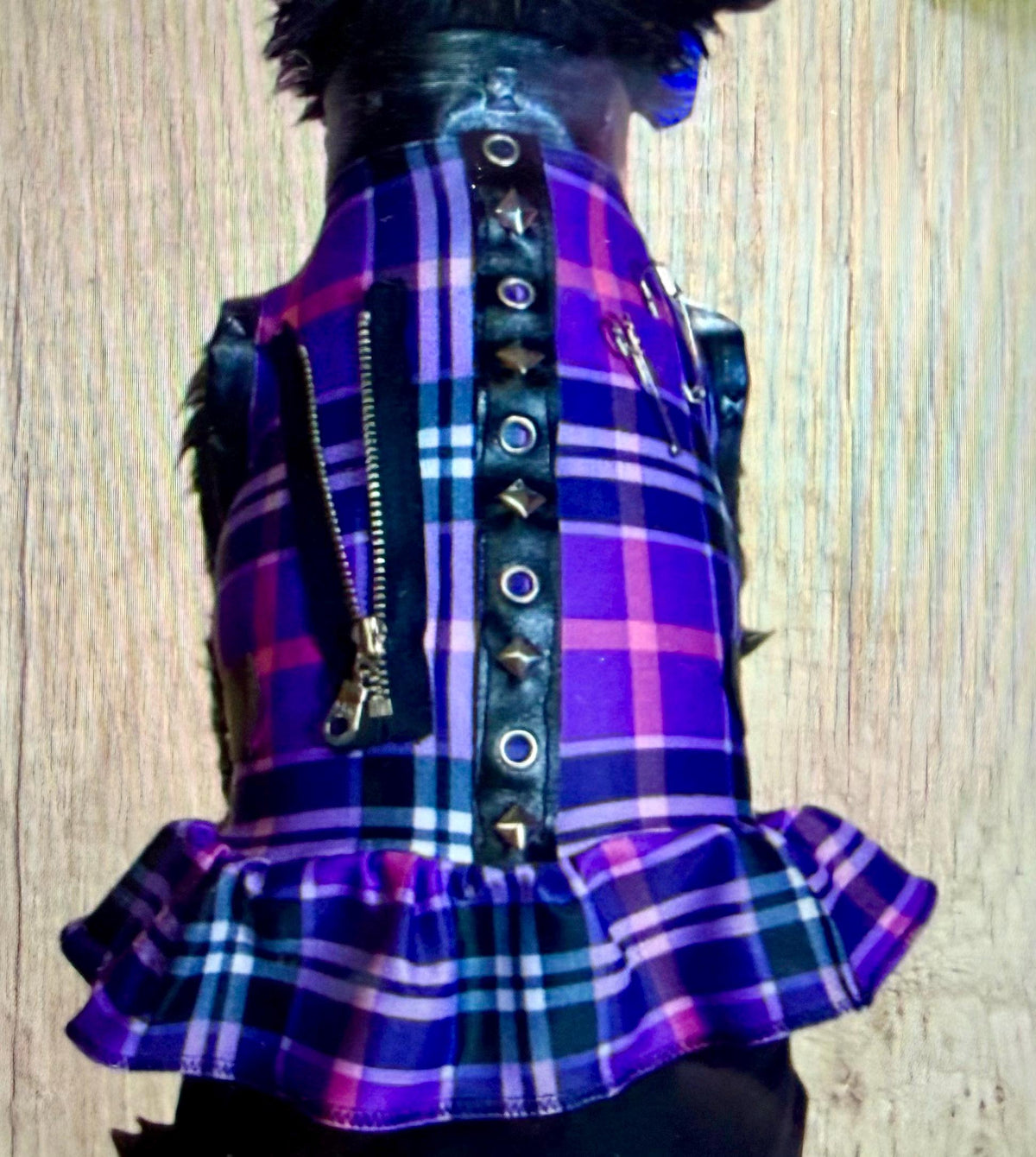 EDGY PLAID PUNK Dress for Small Pets, Handmade Dog Apparel