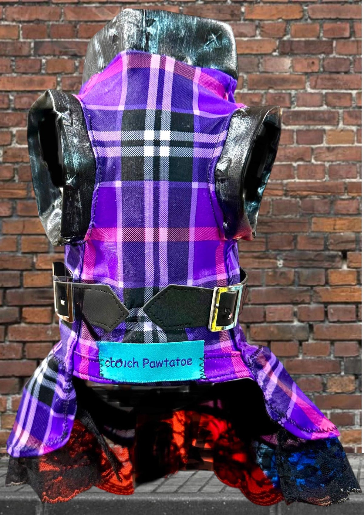 EDGY PLAID PUNK Dress for Small Pets, Handmade Dog Apparel