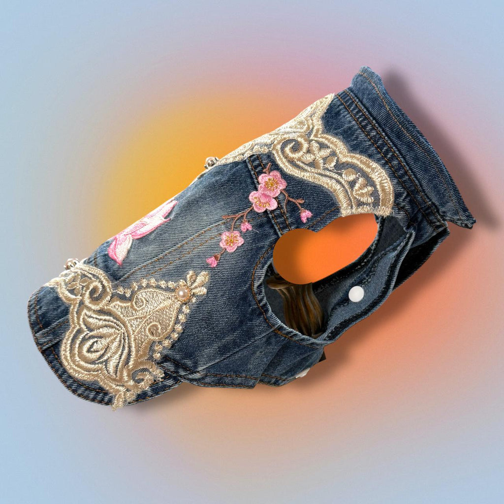 ELEGANT LOTUS DENIM Jacket for Small Dog
