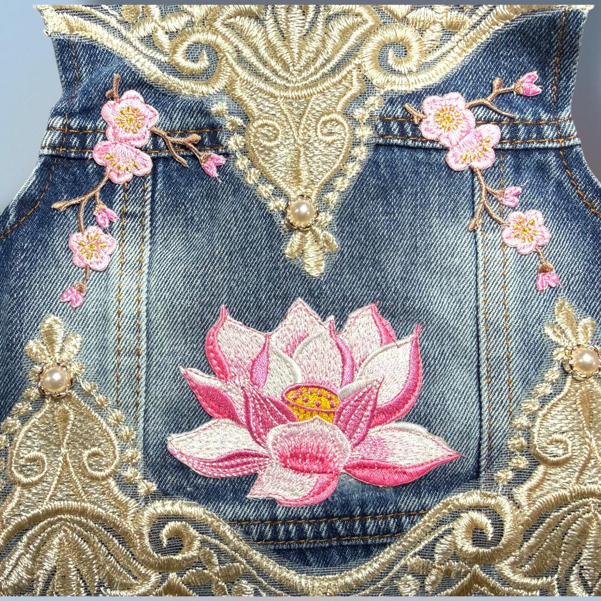 ELEGANT LOTUS DENIM Jacket for Small Dog