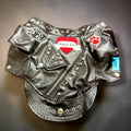 MAMMA'S BOY MOTTO Jacket for Small Pets, Embellished pleather jacket
