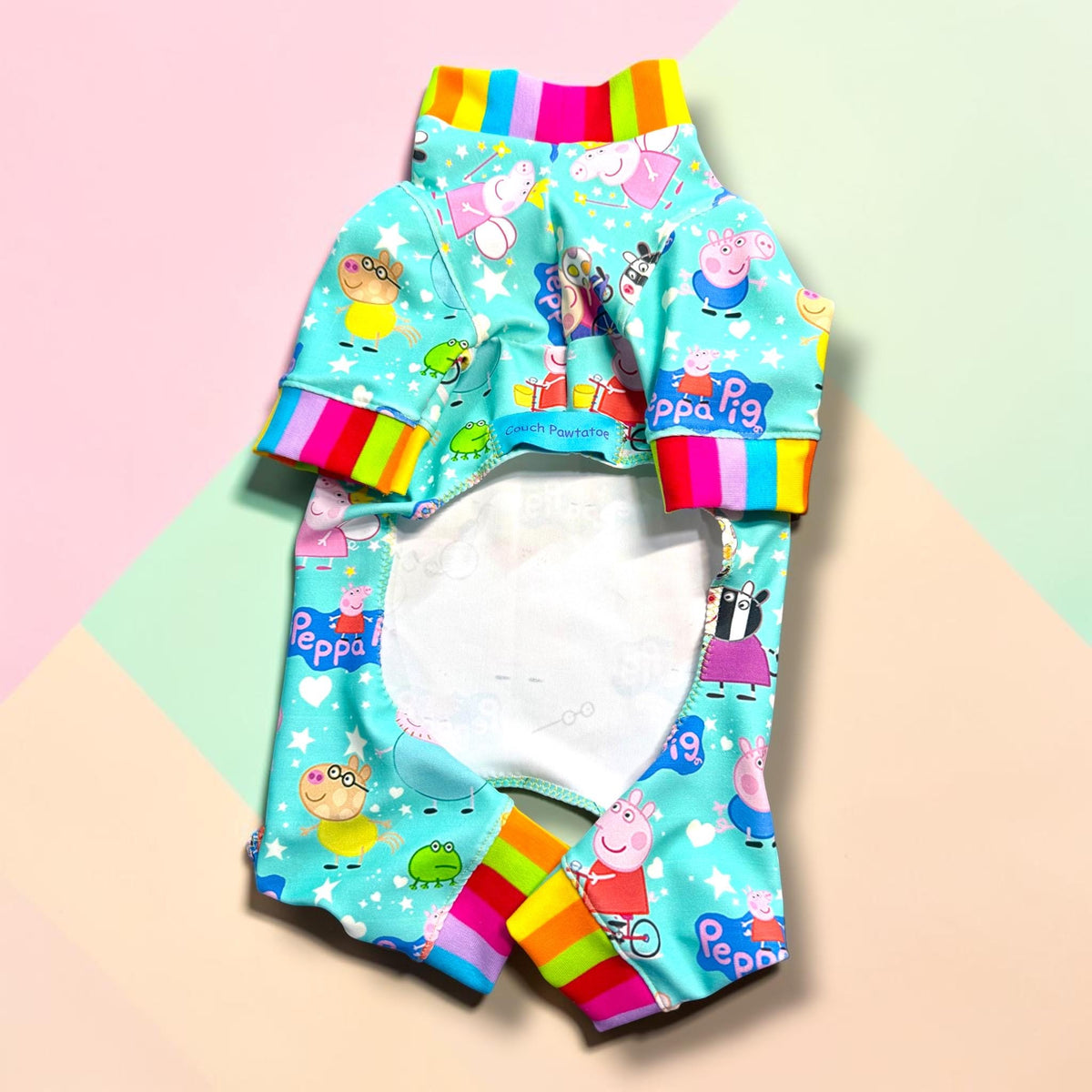 PEPPA & FRIENDS Dog Jammies, Lightweight Stretch Onesie for Small Pets, Handmade Clothing