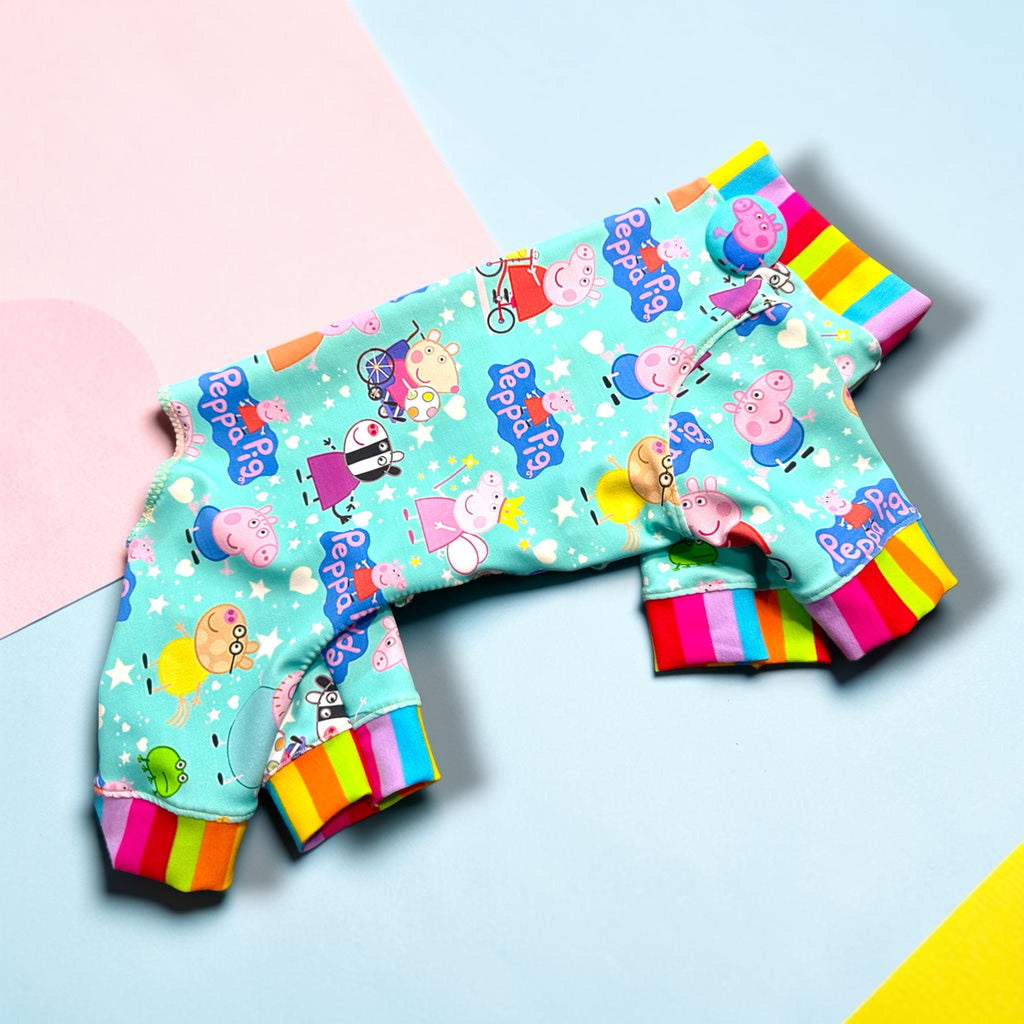 PEPPA & FRIENDS Dog Jammies, Lightweight Stretch Onesie for Small Pets, Handmade Clothing