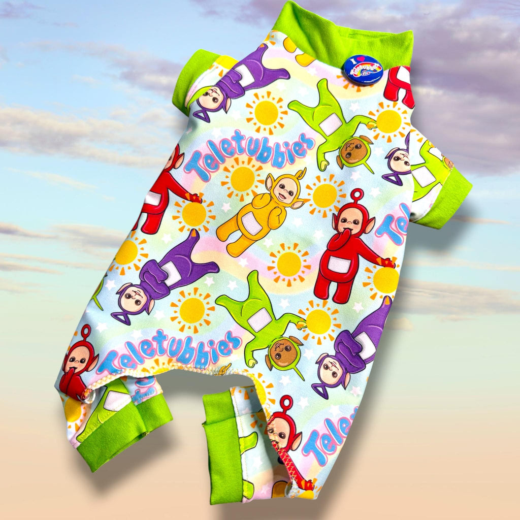 TELETUBBIES Dog Jammies, Lightweight Stretch Onesie for Small Pets, Handmade Clothing