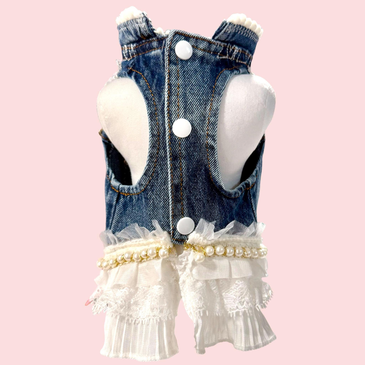 LACE & PEARLS on DENIM Jacket for Small Dog