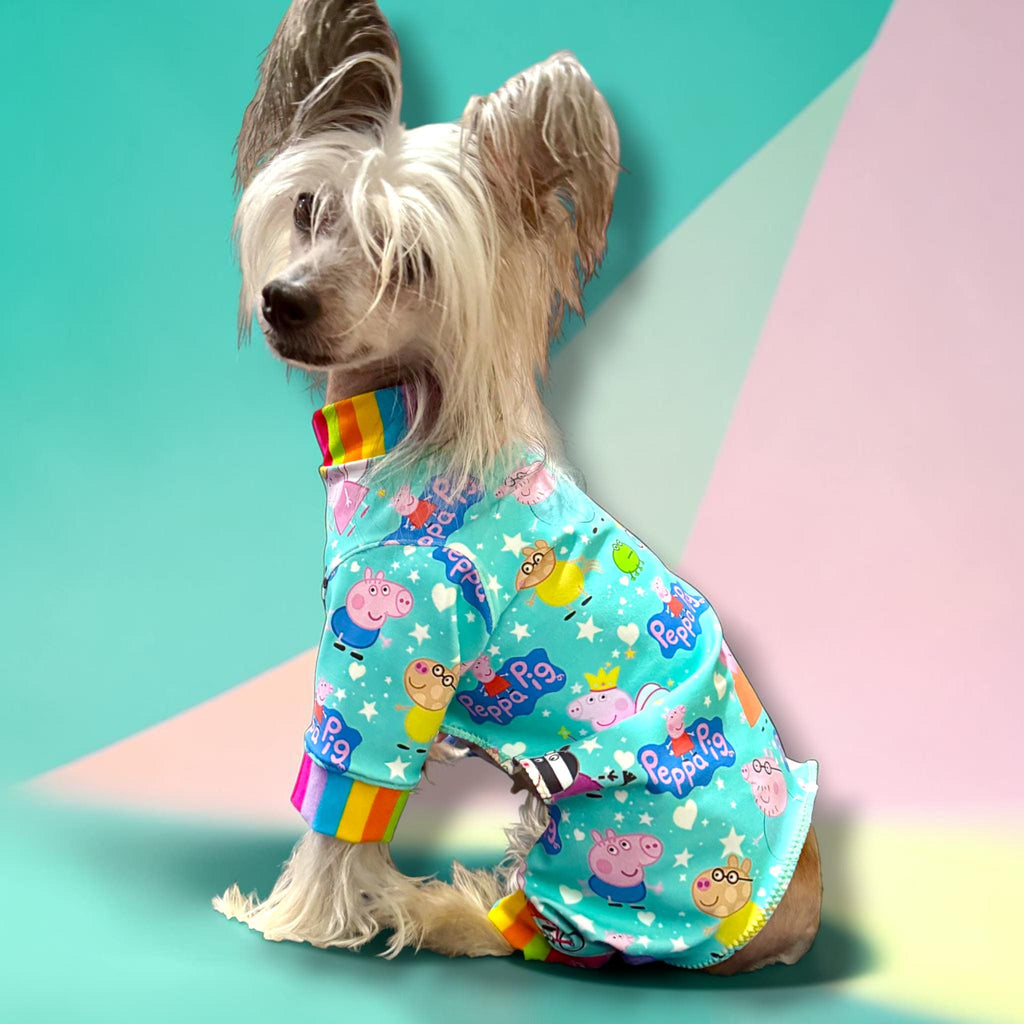 PEPPA & FRIENDS Dog Jammies, Lightweight Stretch Onesie for Small Pets, Handmade Clothing