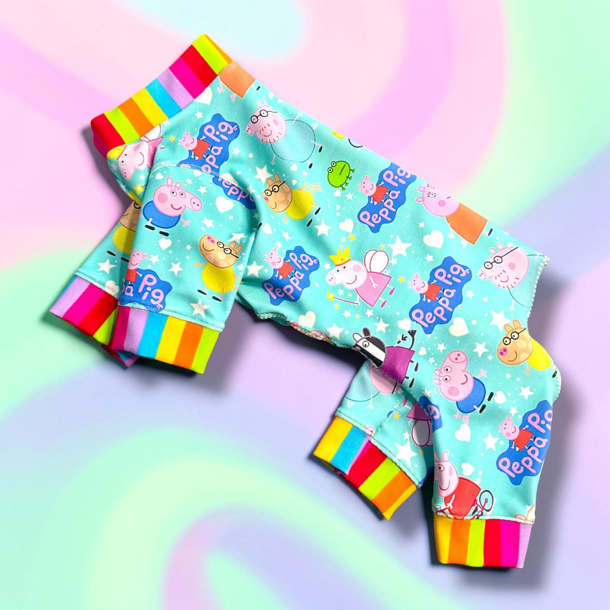 PEPPA & FRIENDS Dog Jammies, Lightweight Stretch Onesie for Small Pets, Handmade Clothing