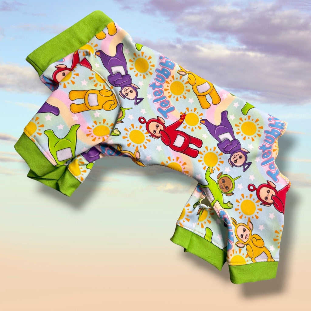 TELETUBBIES Dog Jammies, Lightweight Stretch Onesie for Small Pets, Handmade Clothing
