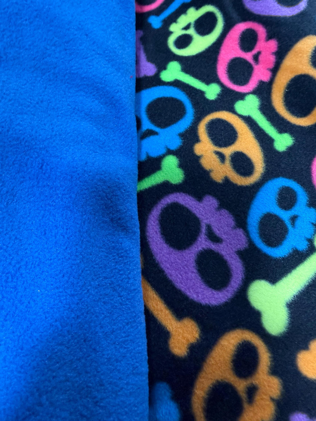 NEON SKULLS FLEECE Dog Onesie, Handmade Small Pet Clothing