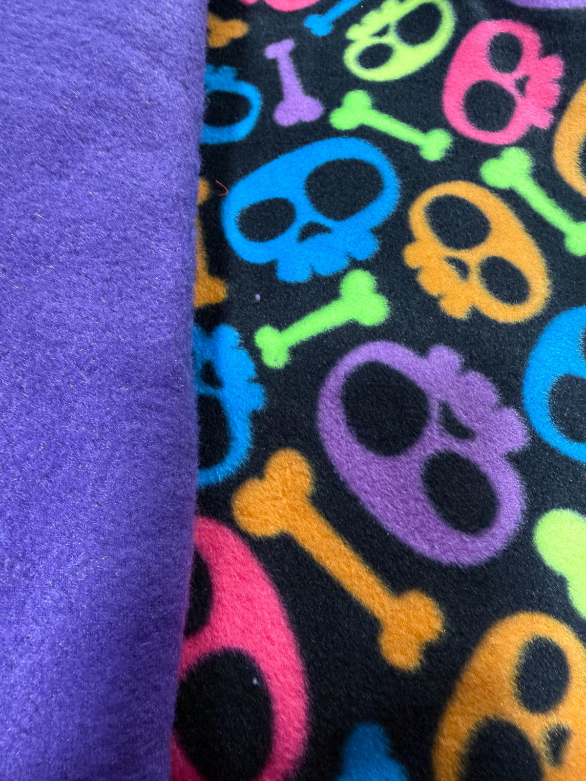 NEON SKULLS FLEECE Dog Onesie, Handmade Small Pet Clothing